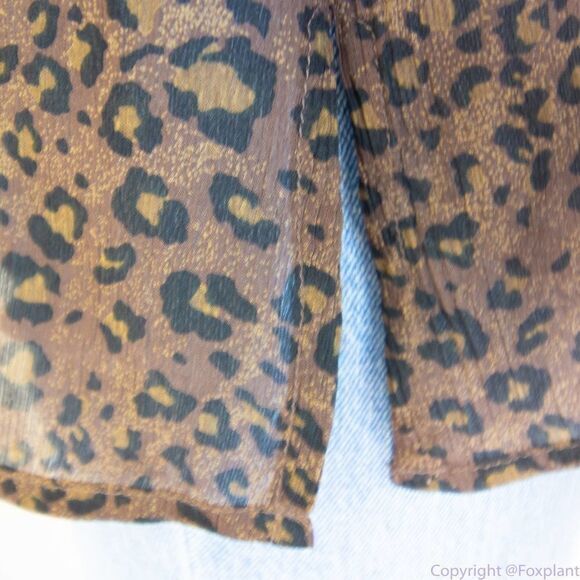 Silk Icon Collection 100% silk leopard animal print button down shirt,‎ size L - Picture 8 of 16